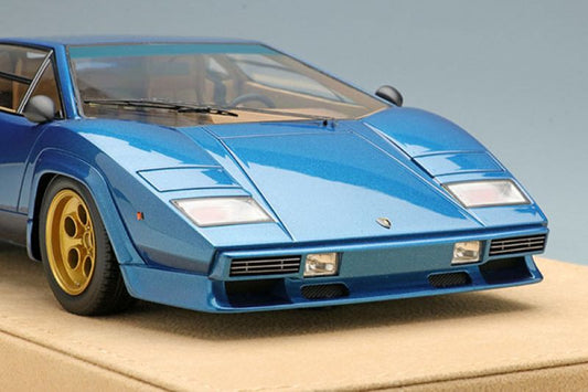 Make Up IDEA IM027E 1/18 Lamborghini Countach LP400S 1978 Series1 Tahiti Blue Metallic Tan Interior