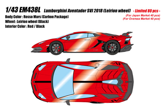 [Pre-order] Make Up EIDOLON EM438L Lamborghini Aventador SVJ 2018 (Leirion Wheel) Rosso Mars (Carbon Package) Limited 80pcs (1105)