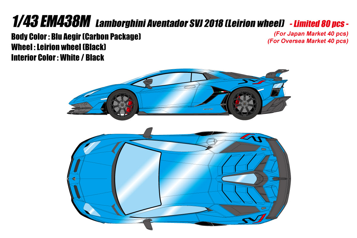 [Pre-order] Make Up EIDOLON EM438M Lamborghini Aventador SVJ 2018 (Leirion Wheel) Blu Aegir (Carbon Package) Limited 80pcs (1105)