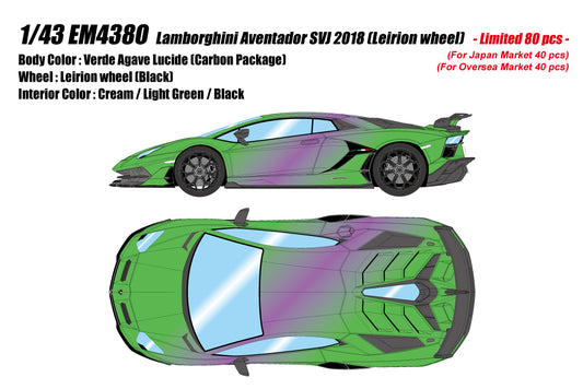 [Pre-order] Make Up EIDOLON EM438O Lamborghini Aventador SVJ 2018 (Leirion Wheel) Verde Agave Lucide (Carbon Package) Limited 80pcs (1105)