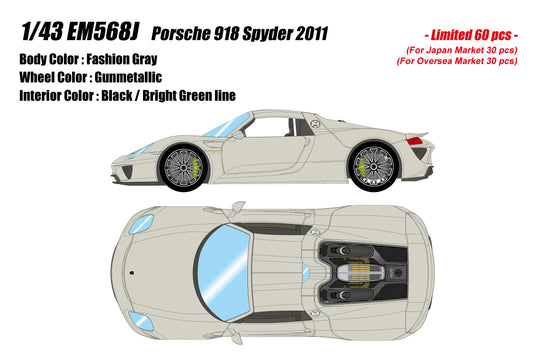 [Pre-order] Make Up EIDOLON EM568J Porsche 918 Spyder 2011 Fashion Gray (Limited 60pcs) (1105)