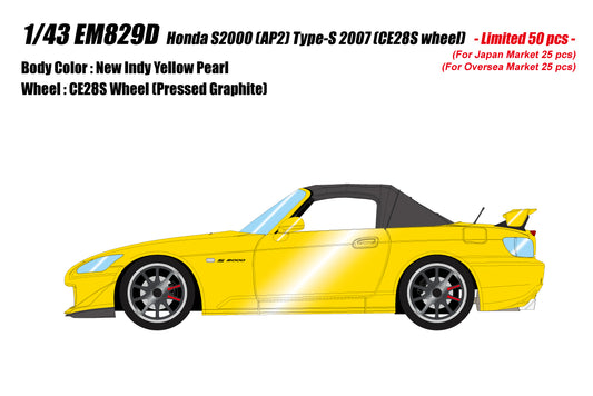 [Pre-order] Make Up EIDOLON EM829D Honda S2000 (AP2) Type-S 2007 (CE28S wheel) New Indy Yellow Pearl Limited 50pcs (1112)