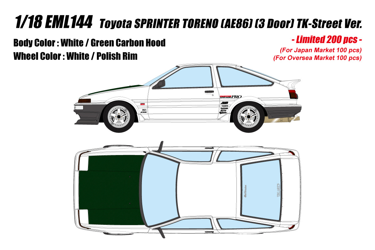 [Pre-order] Make Up EIDOLON EML144 1/18 Toyota Sprinter Toreno (AE86)(3 Door) Tk-Street Ver. Limited 200pcs (1203)