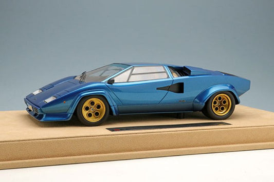 Make Up IDEA IM027E 1/18 Lamborghini Countach LP400S 1978 Series1 Tahiti Blue Metallic Tan Interior