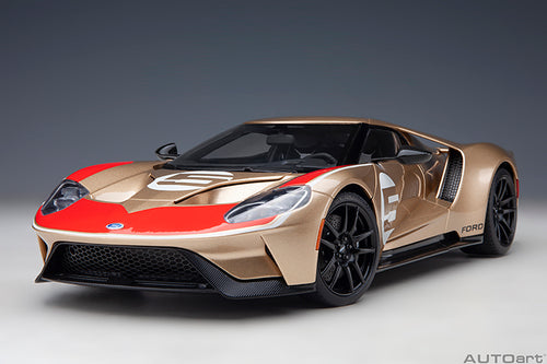 72928 FORD GT HERITAGE EDITION HOLMAN MOODY (GOLD W/ RED & WHITE)