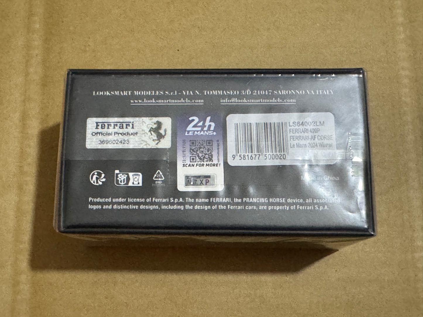 Looksmart LS64002LM 1/64 Ferrari 499P No.50 Ferrari AF Corse Winner Le Mans 24H 2024 A. Fuoco - M. Molina - N. Nielsen